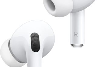 Apple AirPods Pro 2 wireless earbuds with active noise cancellation in white charging case
