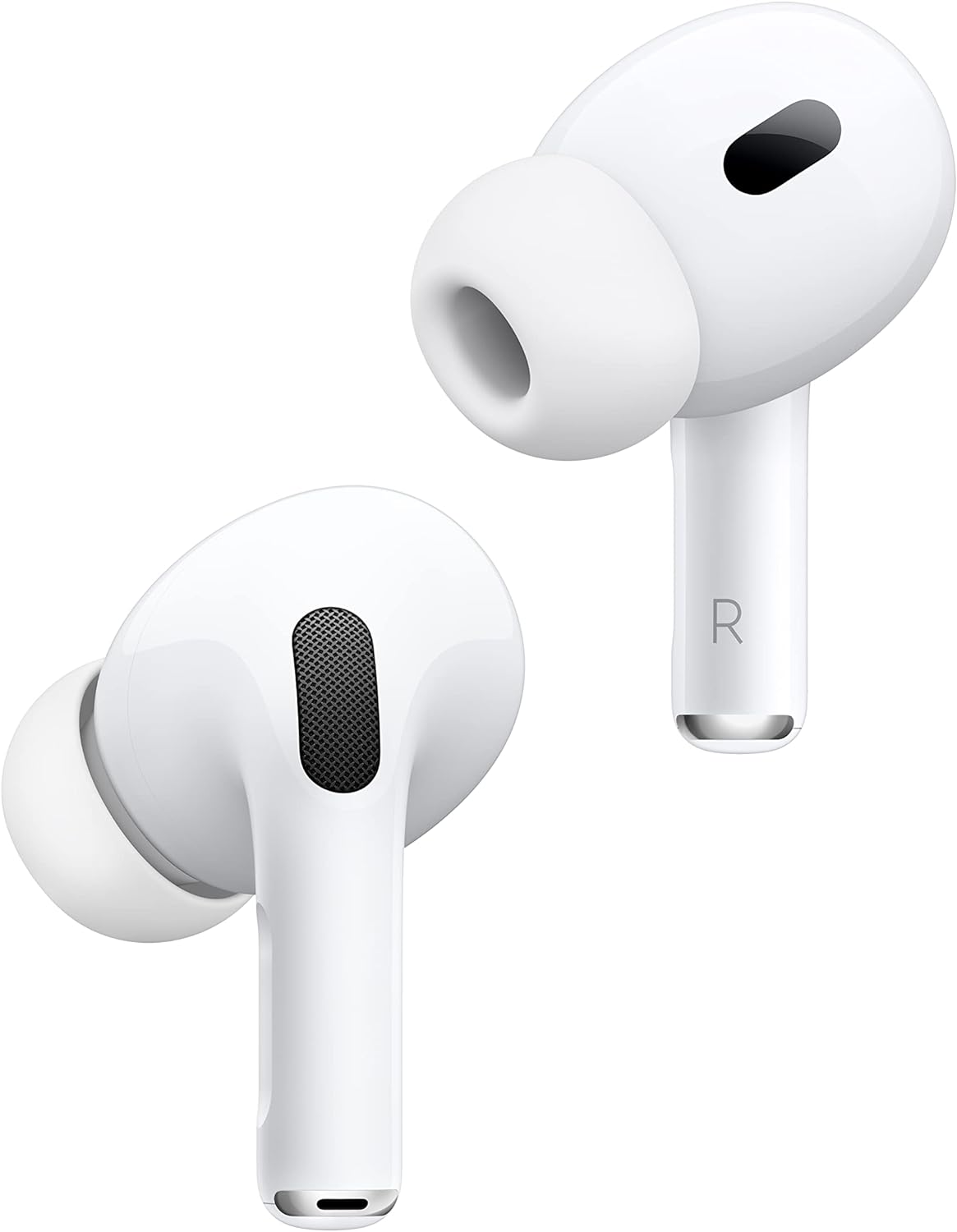 Apple AirPods Pro 2 wireless earbuds with active noise cancellation in white charging case