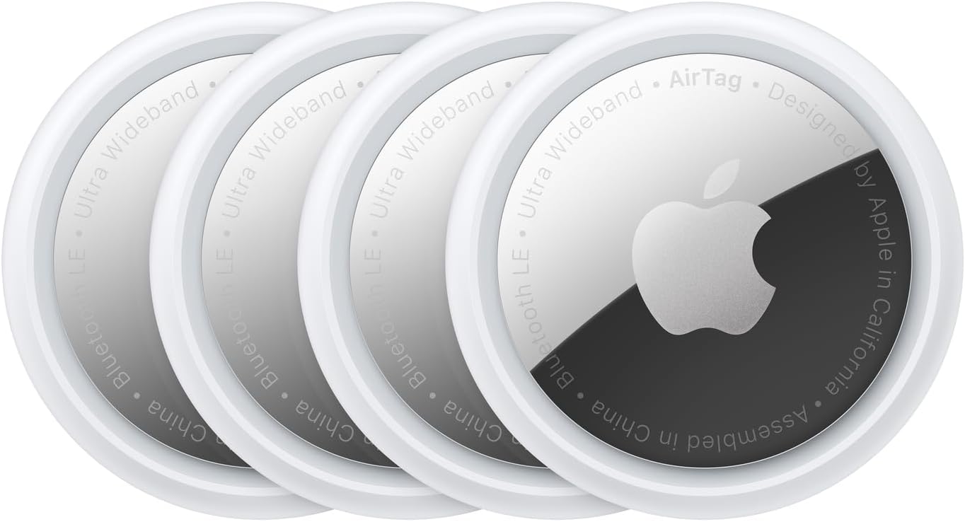 Apple AirTag 4 Pack - Bluetooth tracker device to find keys, wallet, luggage and backpack